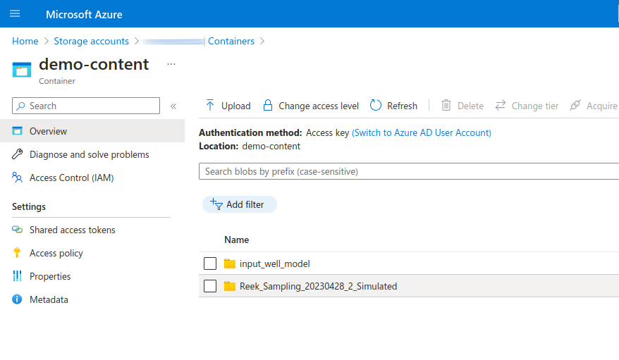 Azure Portal - Locate container