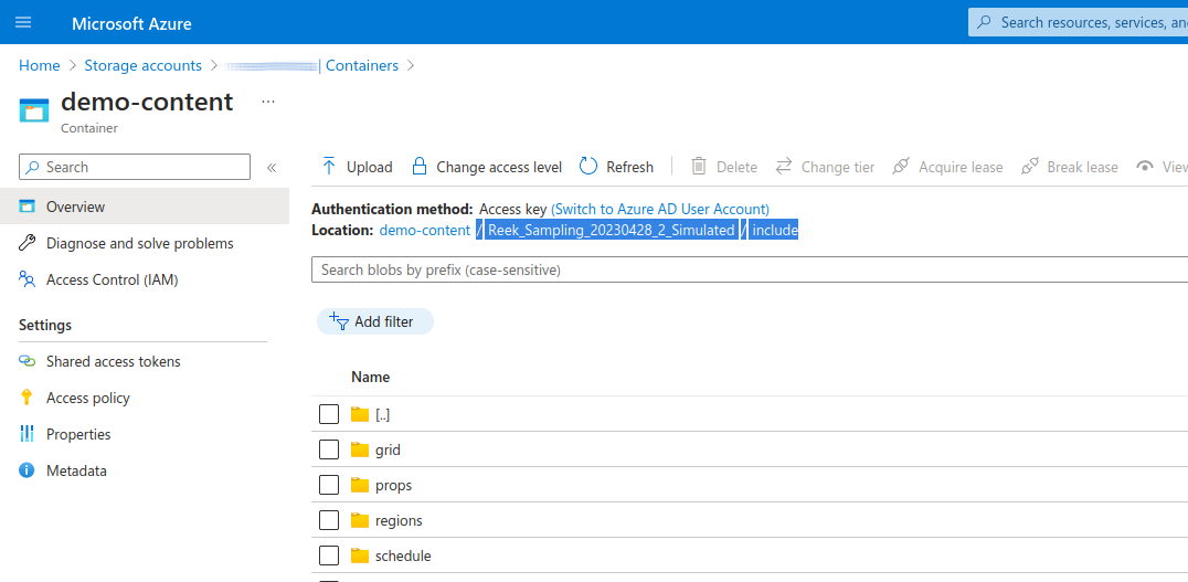 Azure Portal - Locate container