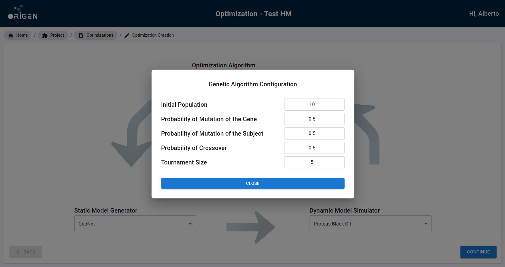 Genetic Algorithm Configuration