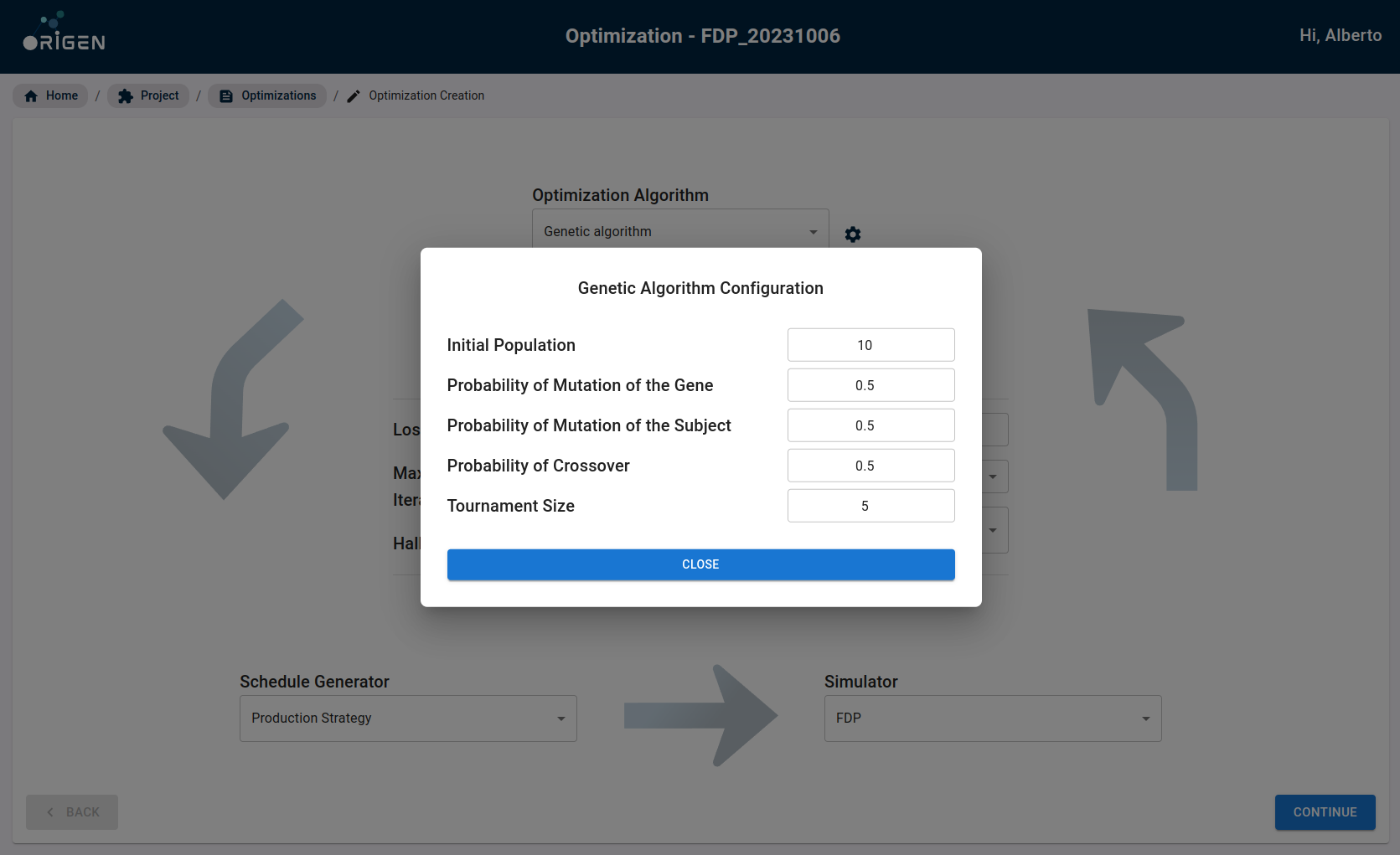 Completed Genetic Algorithm Configuration